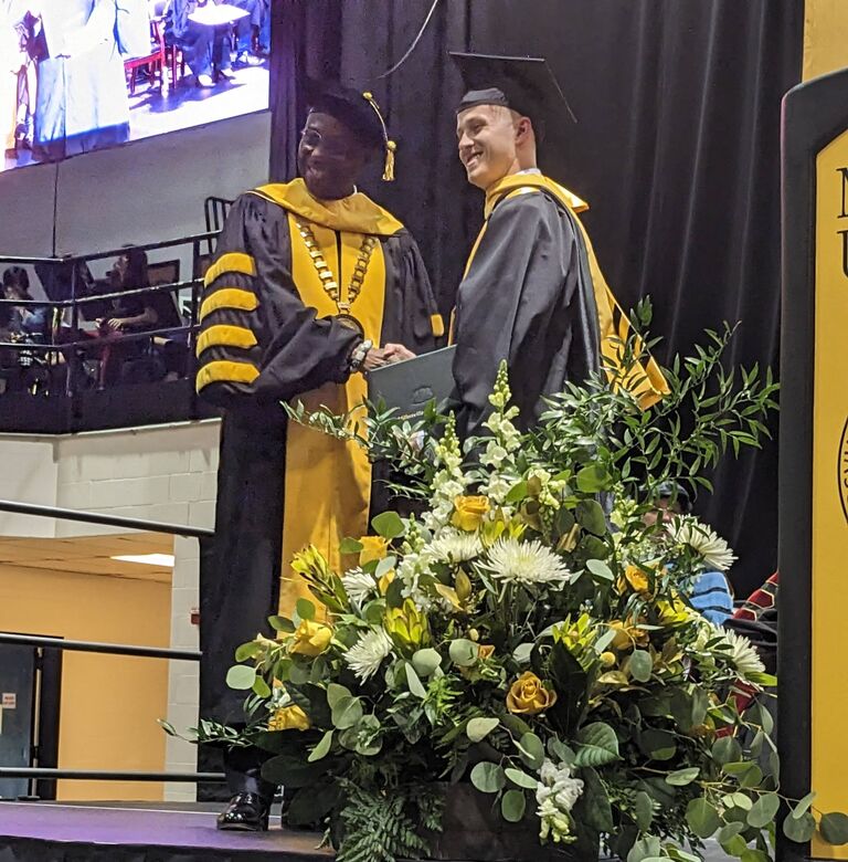 Nate graduates from Millersville University with his Master's in Social Work
