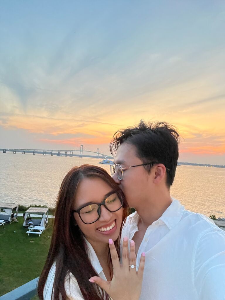 I planned for months for this. I told her we'd go to Rhode Island after the church retreat to celebrate my 25th birthday. I booked an ocean-view suite and while we were touring the property,  there were flower pedals leading her to the dining spot with a big bouquet. I kneeled and asked for her hand and the rest is history.