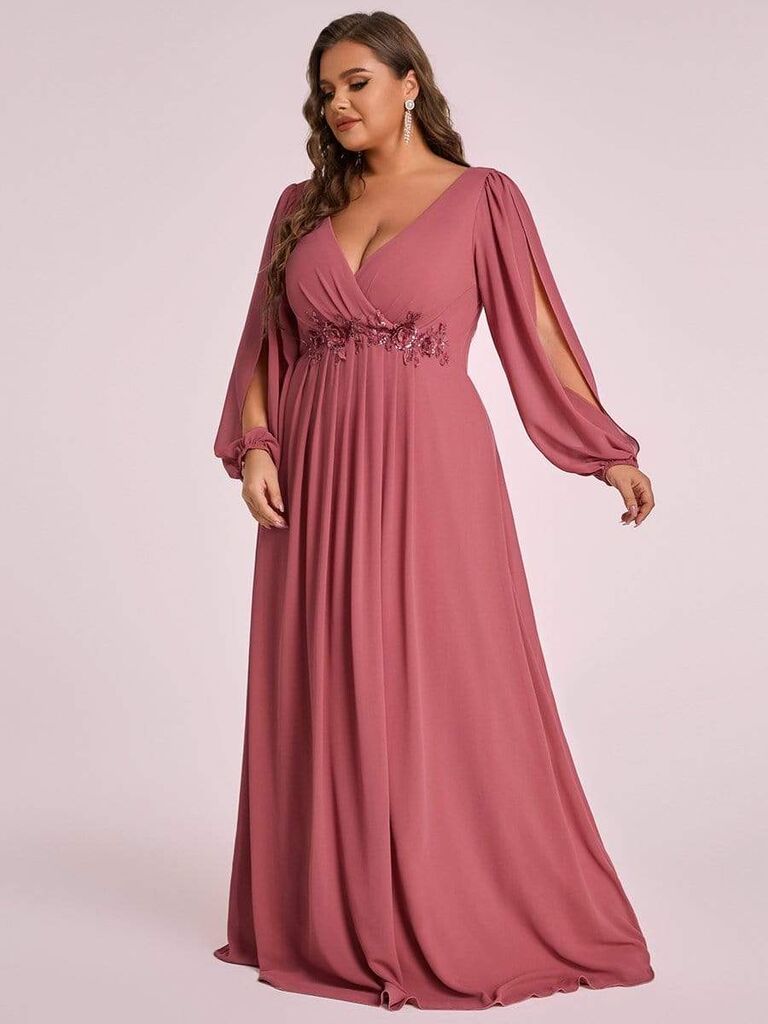 2022 Women's Dresses Puff Sleeve Maxi Chiffon Lace Prom Dress Women's  Dresses (Color : Pink, Size : XX-Large)