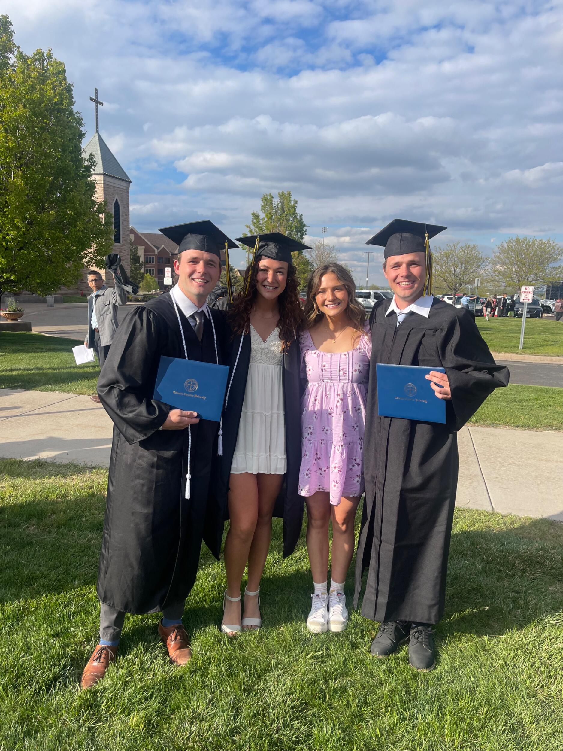 Ben, Abby, & Silas graduate!!! EXCITING! Jenna buckles up for many, many more years of school.