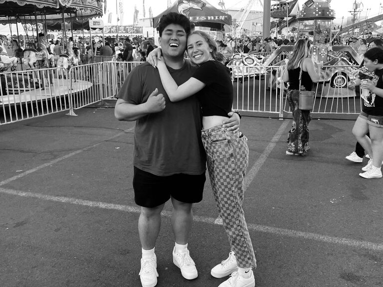 Our first time together at the Oregon Fair was unforgettable—mostly because we both wore the wrong shoes and ended up with matching blisters by the end of the day. True bonding moment!