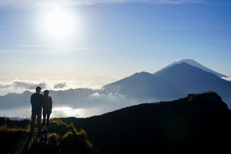 Sunrise on Mount Agung on the island of Bali, Indonesia.