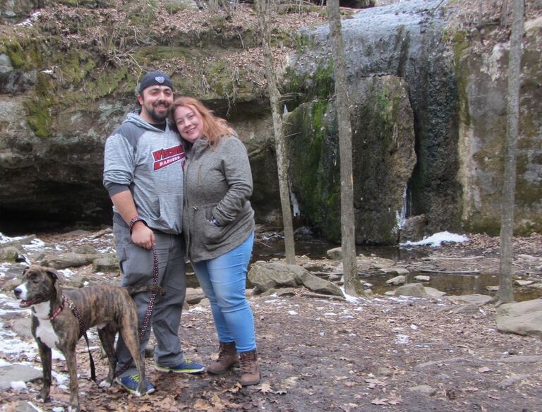 At Governor Dodge State Park, near a frozen waterfall, Kyle's wingman Hiro asked if Tatum would marry his daddy. She said yes! 