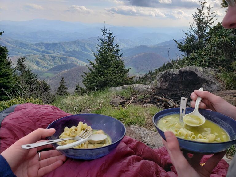 This is our tasty dinner with a view!