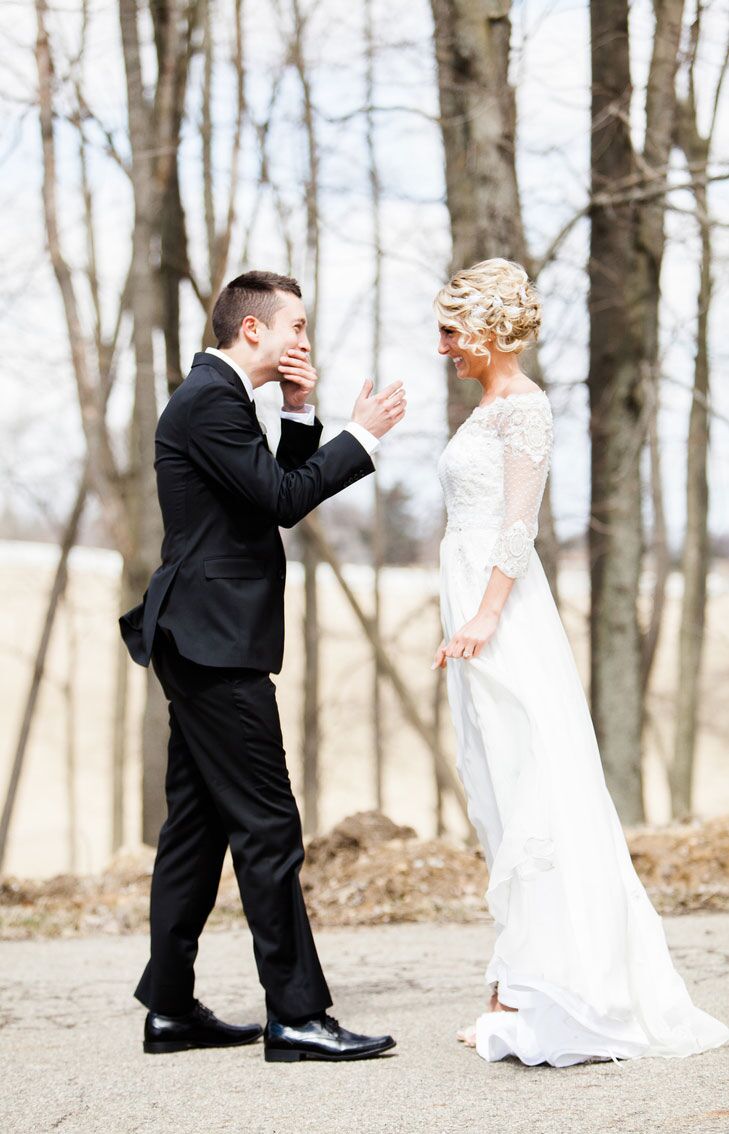 Bride and groom first look at IronGate Equestrian Center