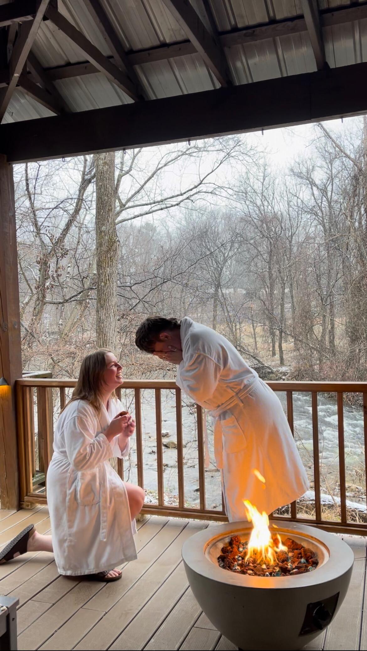 Beth proposed to Kari on a beautiful snowy day in Hot Spring, NC. 
