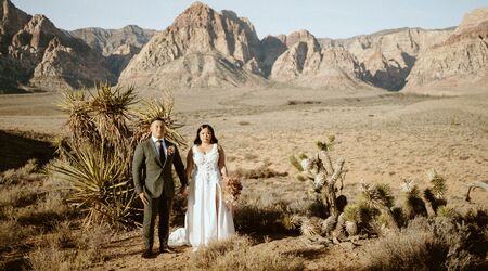 An intimate Las Vegas desert wedding with boho vibes and a spiritual sand  unity ceremony