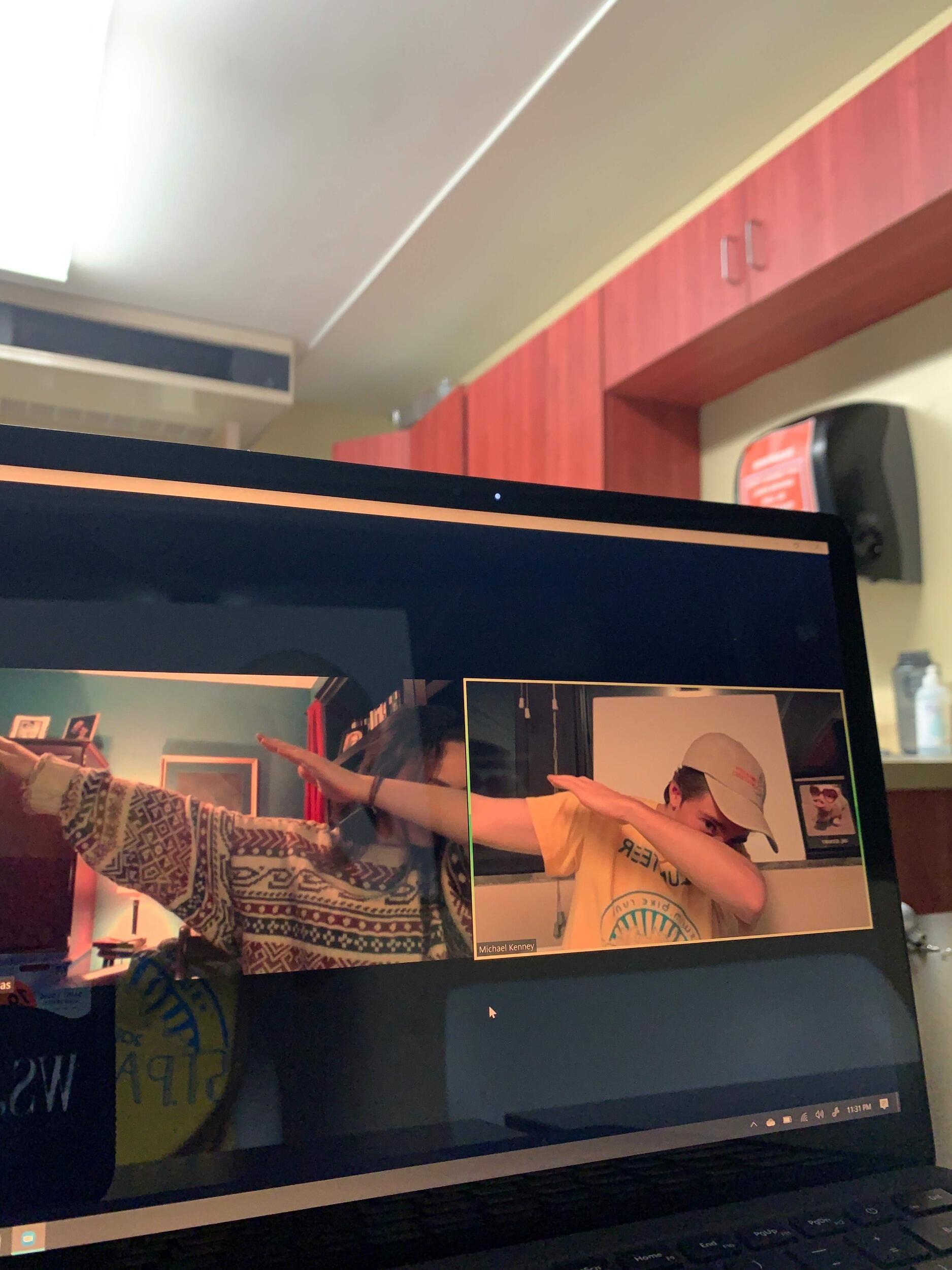 Michael and Isabella grew a lot in friendship over Zoom after getting sent home from SLU due to the COVID-19 pandemic. They spent much of their time being silly, watching YouTube videos together, playing guitar, discussing conspiracy theories, praying rosaries, and becoming best friends. 