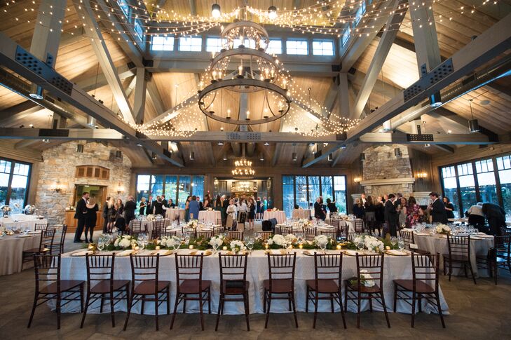 Rustic Gothic Black Iron Chandelier Decorated Wedding Reception