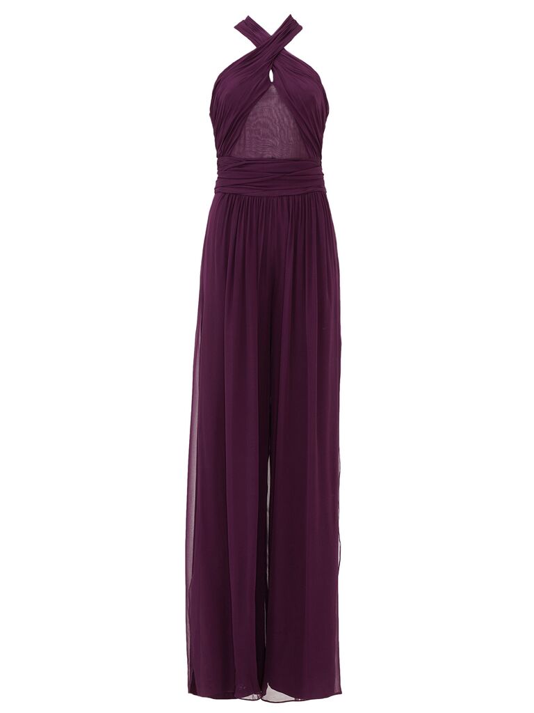 purple jumpsuit wedding