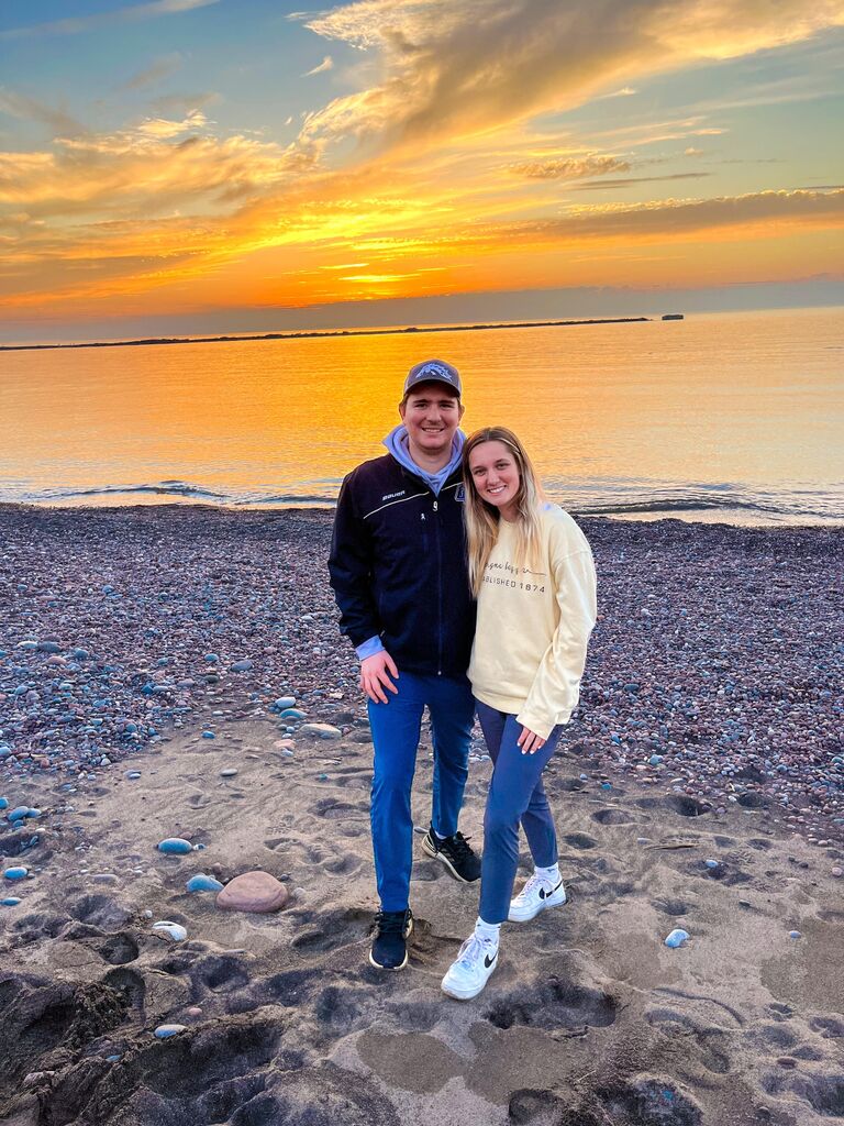 Gracie visiting Mark in the Upper Peninsula in the Spring.