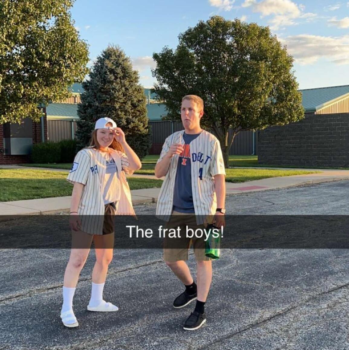 Josh and Gracie entered a cornhole tournament and dressed as Frat Boys... They won the costume contest.