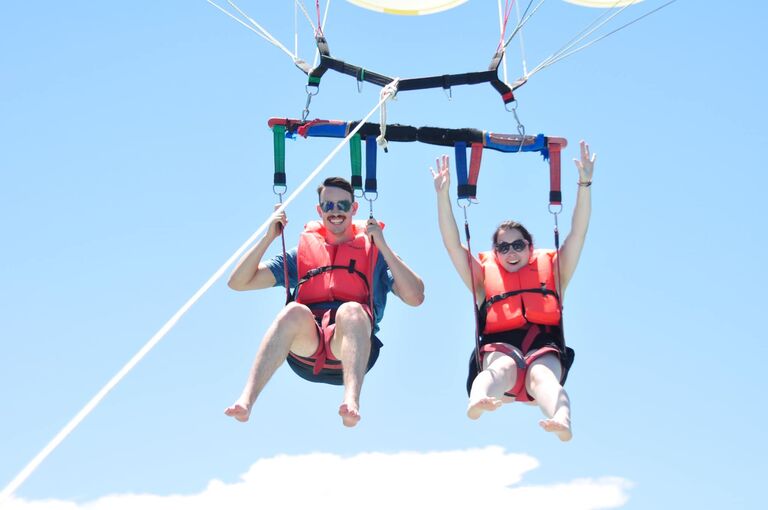 Parasailing over the Caribbean ocean!