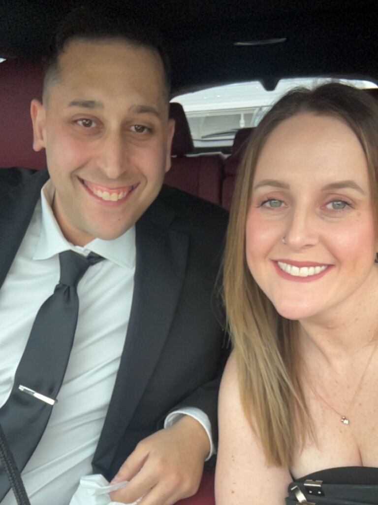 Kelsey & Brian attending a friends' wedding. The last one before their big day!