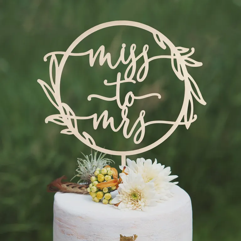Miss to Mrs Rustic bridal shower cake topper