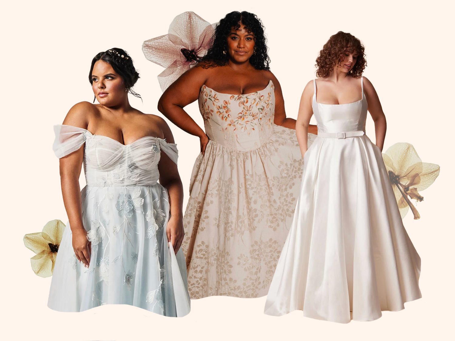 Collage of plus-size wedding dresses