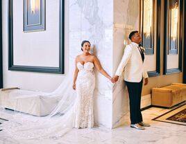 Couple's first touch moment on their wedding day