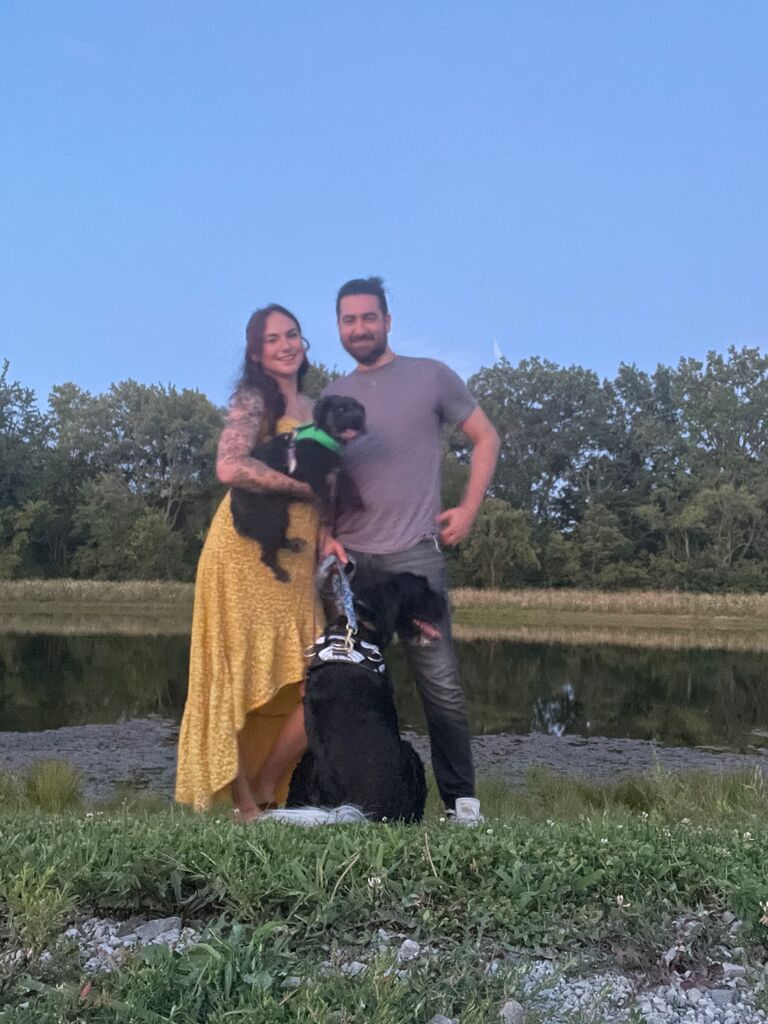 Mohsin popped the question on their 3-year-anniversary while hiking with their dogs! To absolutely no one's surprise, Haley enthusiastically said yes to spending the rest of their lives together.