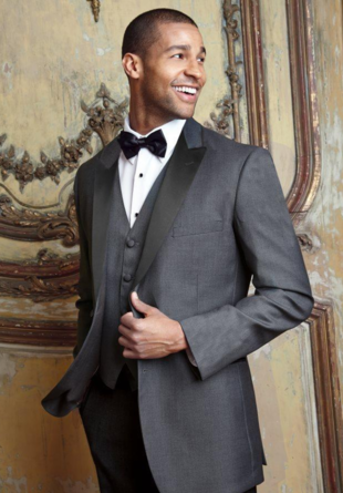 groom in gray tuxedo