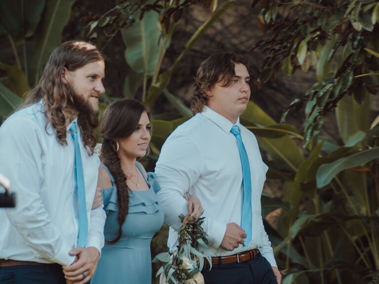 Bridesmaid and Groomsman paried together again. Ya know, plus another guy :)
