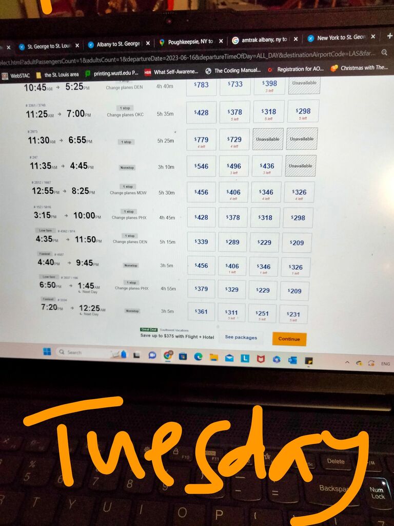 Looking at flights so often to see when we could next see each other and where we would meet!