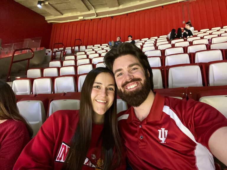 Aaron & Abbi's first IU game. (Abbi lost a bet... now she doesn't take bets with Aaron anymore)