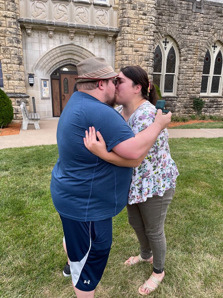 And here we are kissing after the big yes...