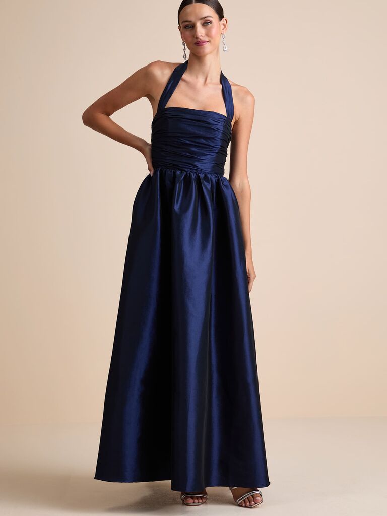 Taffeta dark blue Lulus wedding guest dress