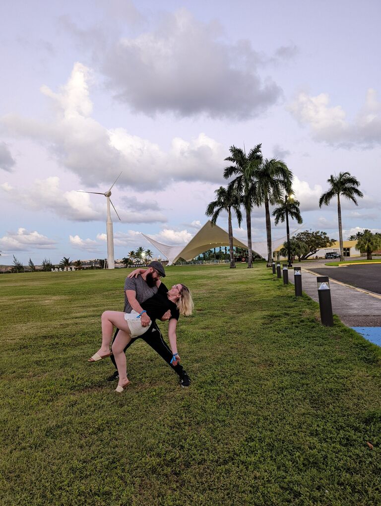 The travels continued when Allie and Haris flew to Puerto Rico.  Here they are at Casa Bacardi (the inspiration for the Haris Mojito).