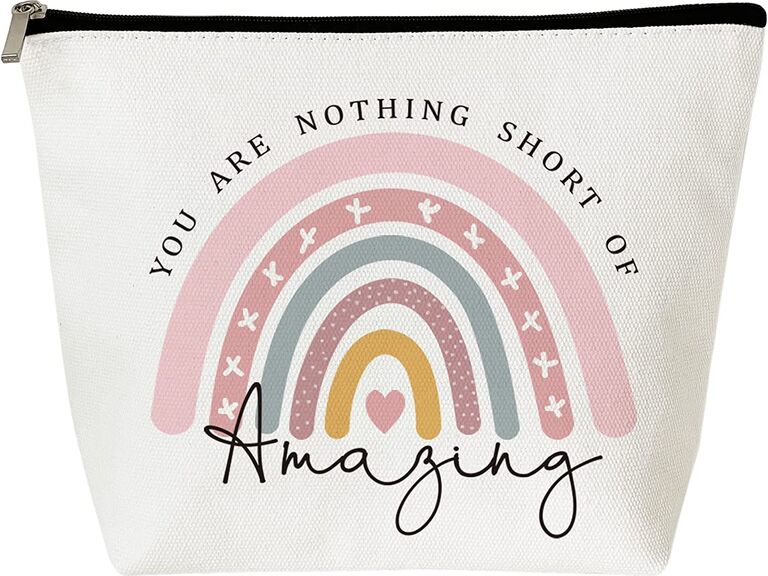 Cute makeup bag featuring a rainbow print thank-you gift