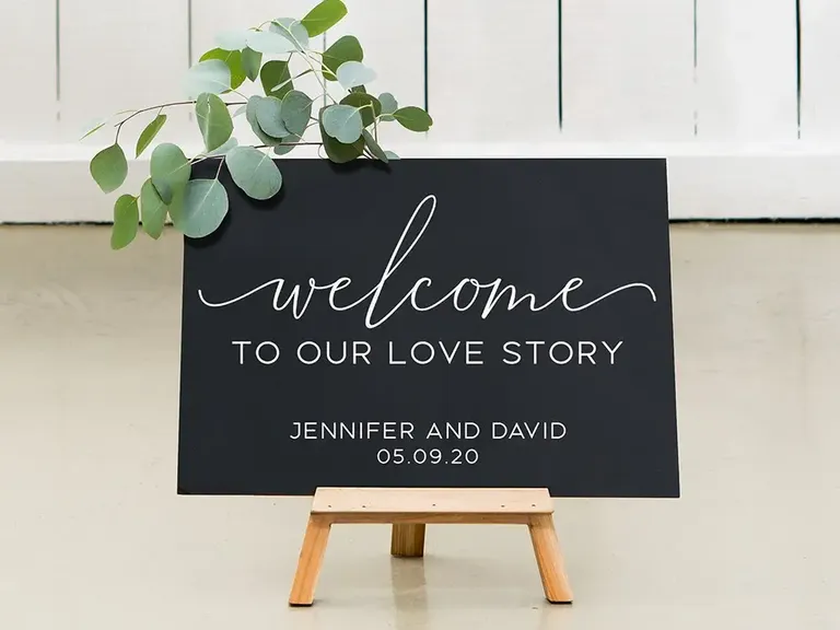 Custom welcome chalkboard wedding sign