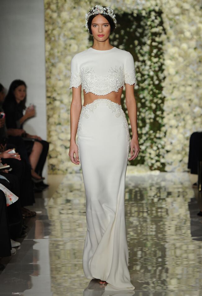 Reem Acra Featured Sheer Crop Top Wedding Dresses And Full