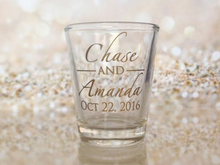 Custom shot glass wedding favor idea