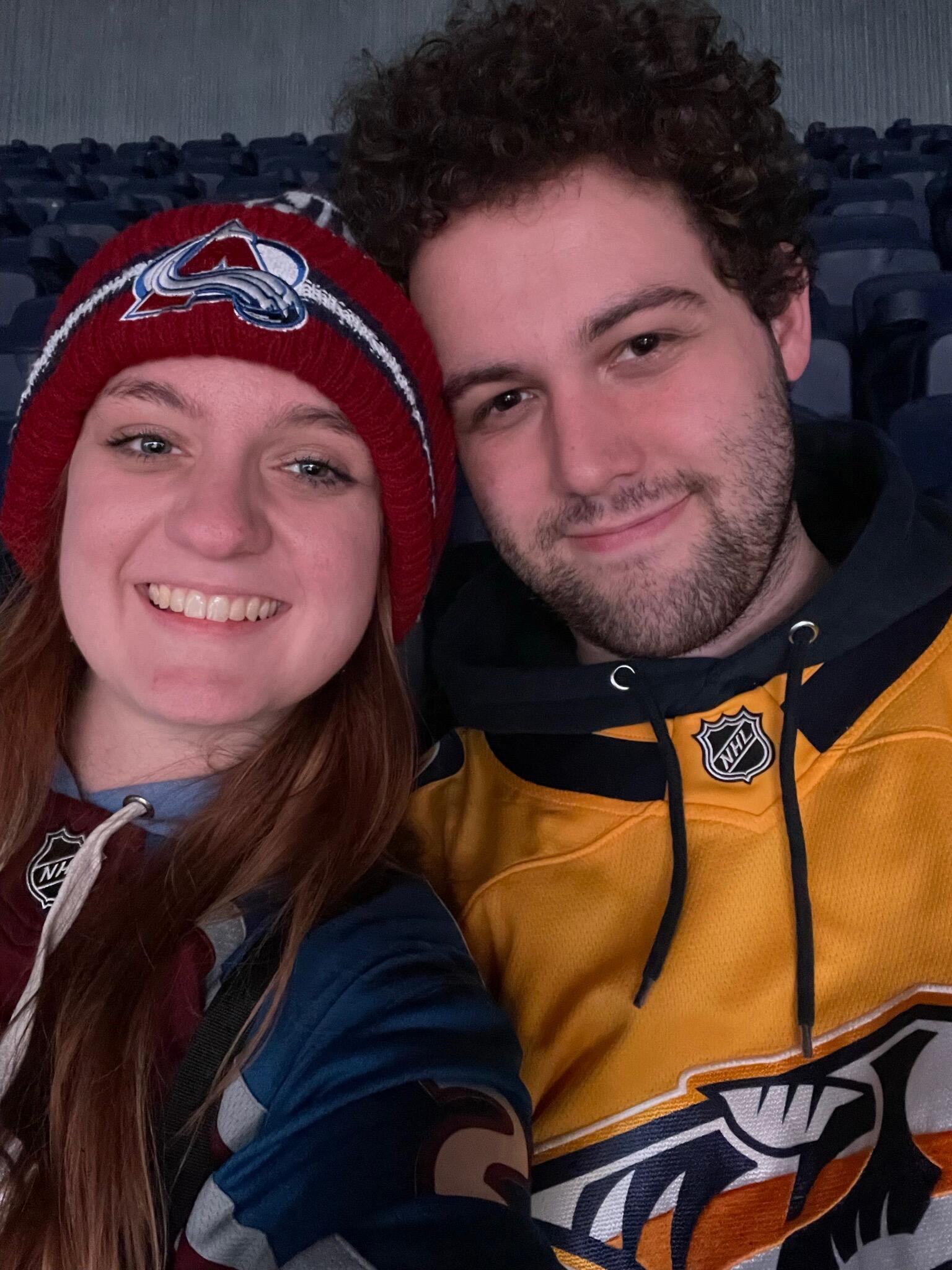 First Avs vs Preds hockey game. Almost 6 months together! Sadly my team lost :(