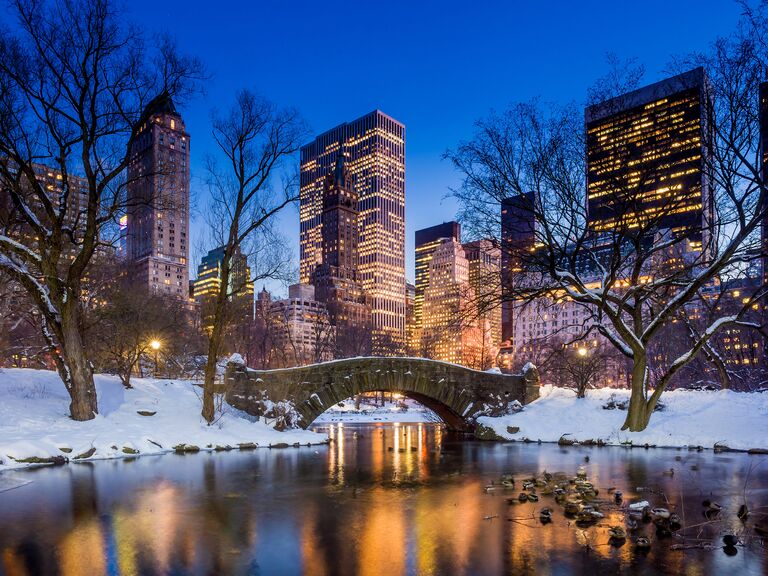 Gapstow bridge in winter, Central Park New York City