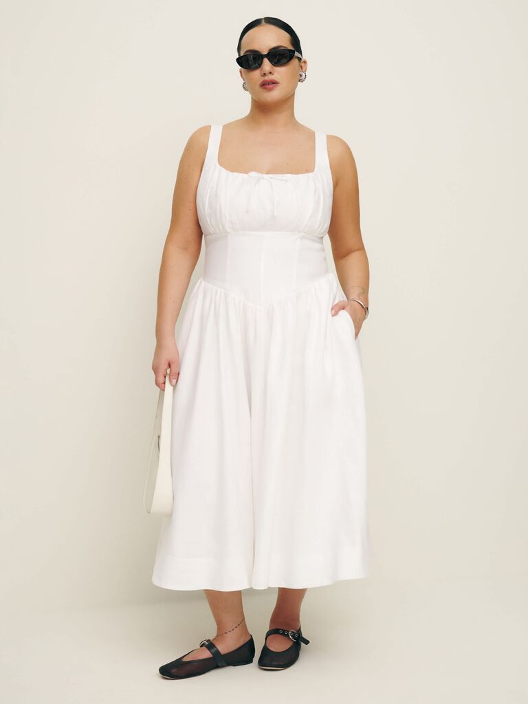 Midi plus size white dress