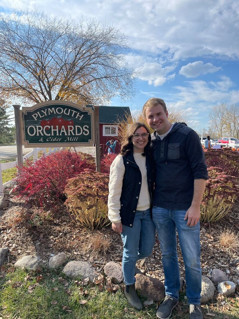 Our first picture together at the cider mill