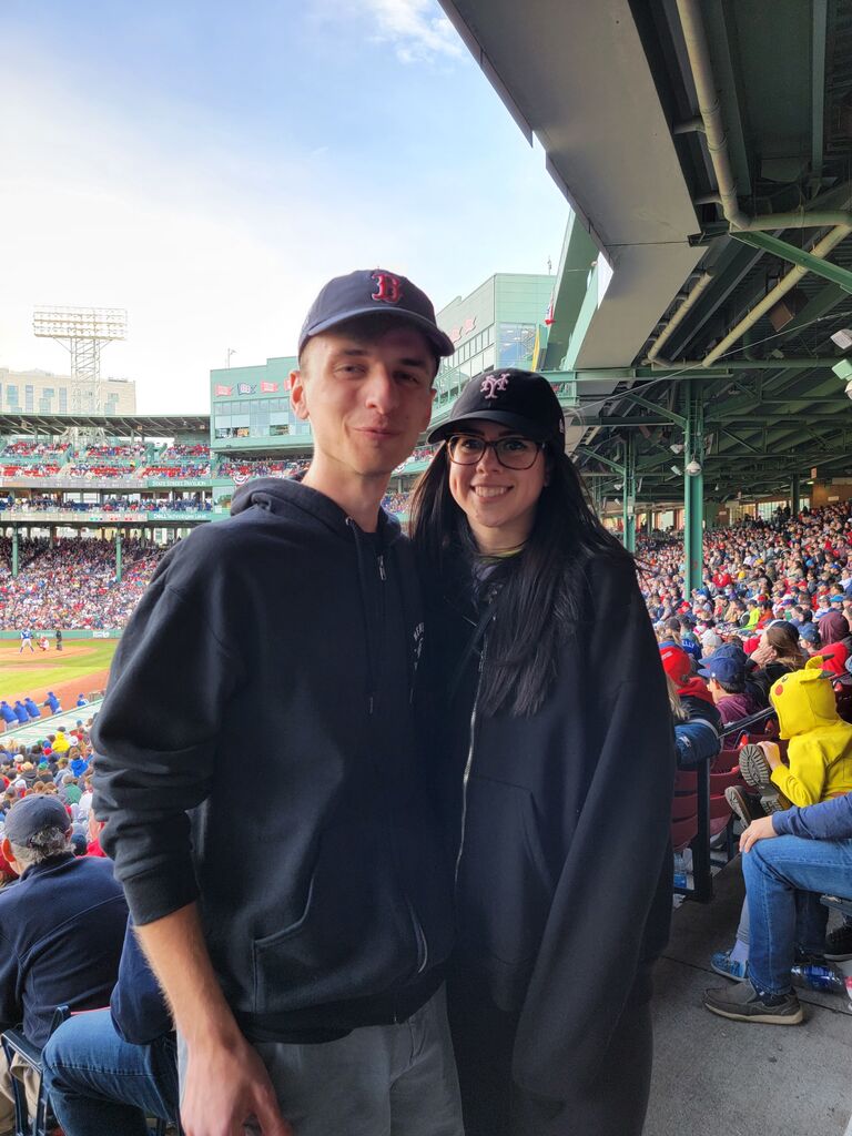 Fenway Park, posing as Sox fans for the day.