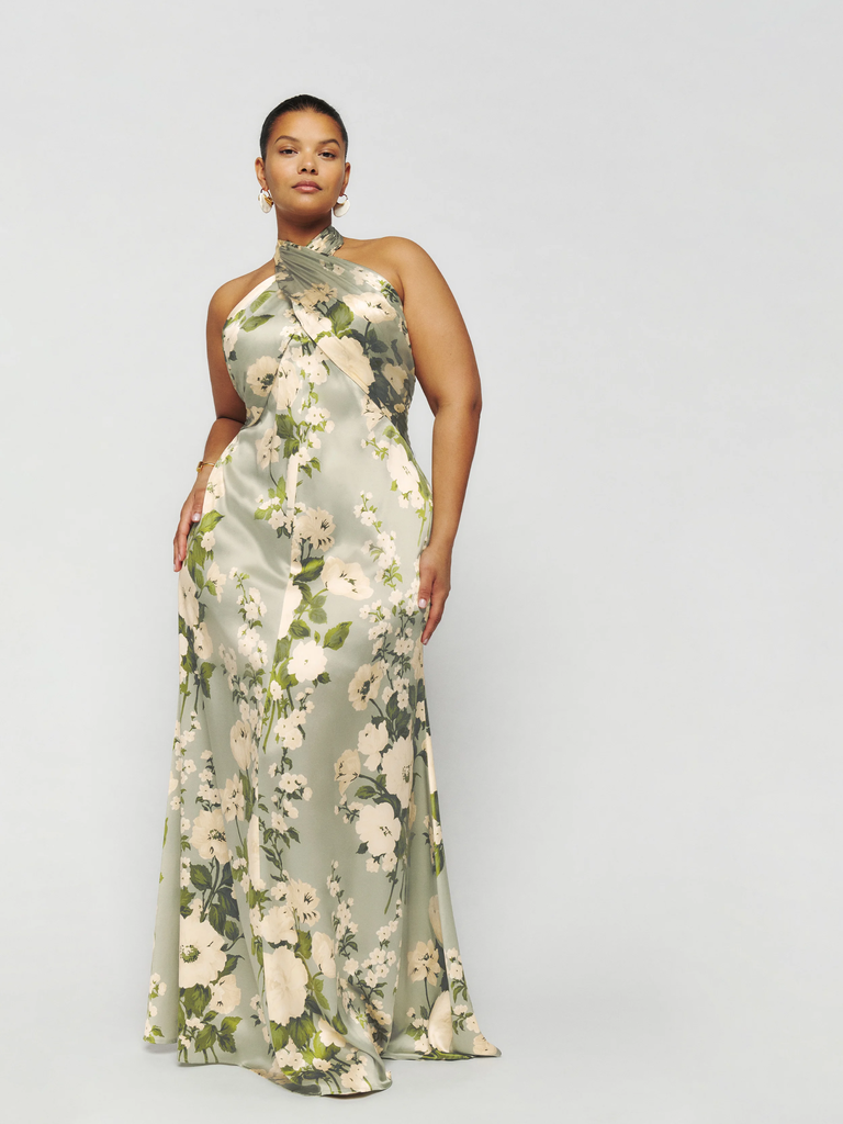 Sage green floral bridesmaid hot sale dresses