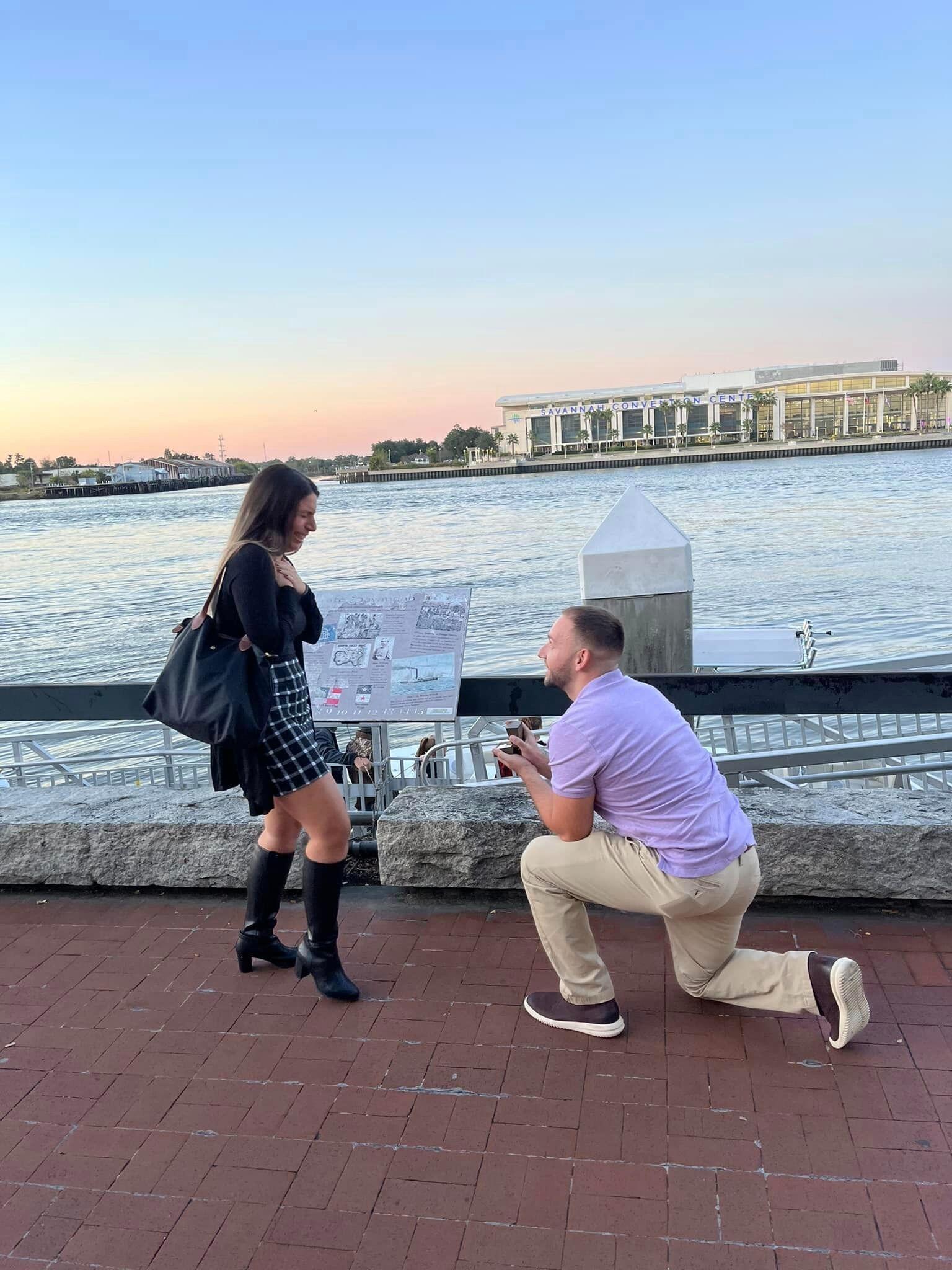 On a weekend trip to Savannah, GA, we got engaged!!