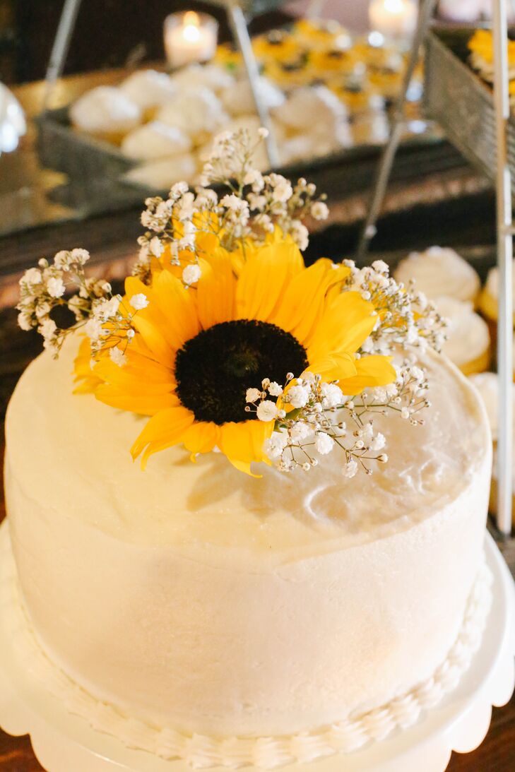 Sunflower and Baby's Breath Cake Topper