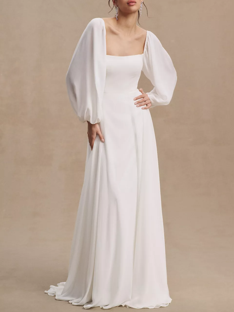 Jenny by Jenny Yoo square-neck chiffon wedding gown