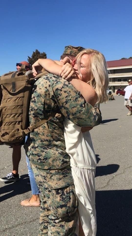 We did it! Here is us reuniting after his last deployment over seas. My mom and I flew to California to be there when he came home. 