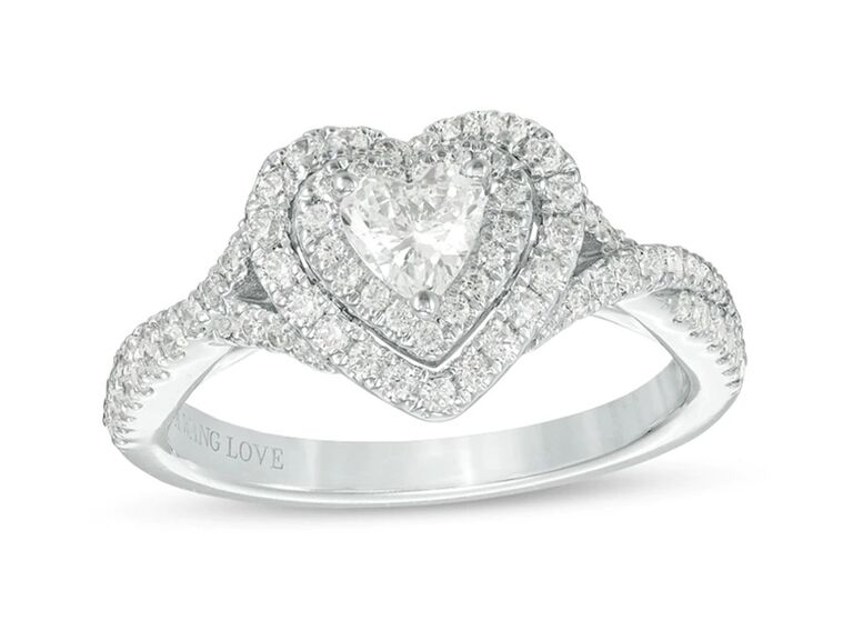 Diamond heart wedding on sale band