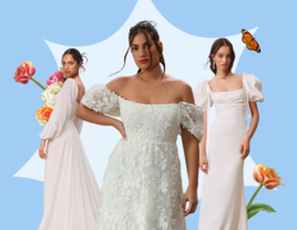 Three cottagecore style wedding dresses