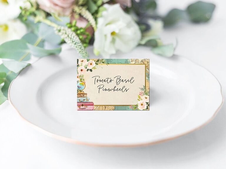 Vintage travel-themed place cards for your bridal shower