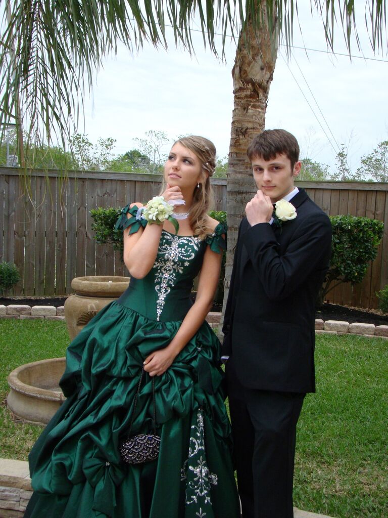 Tyler and Sam posing for high school prom pictures in the most ridiculous way possible.