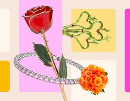 Valentine's day gifts for wife: forever rose, tennis bracelet, heart shaped plant, flowers