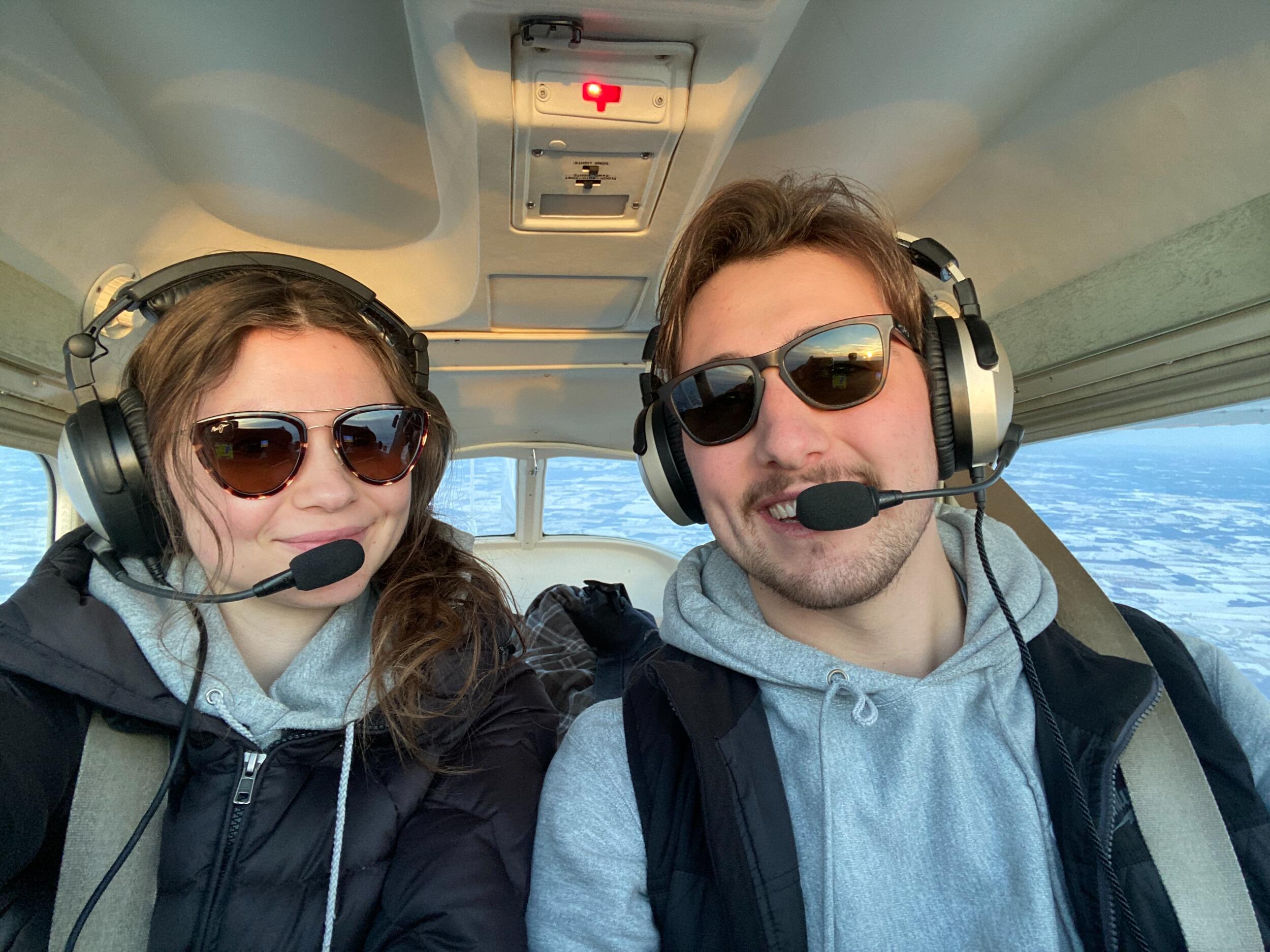 Sam earned his pilot's license in 2022. Samantha earned her passenger princess license in 2023. 