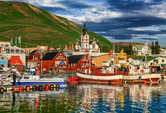 Husavik with traditional colorful houses, Iceland